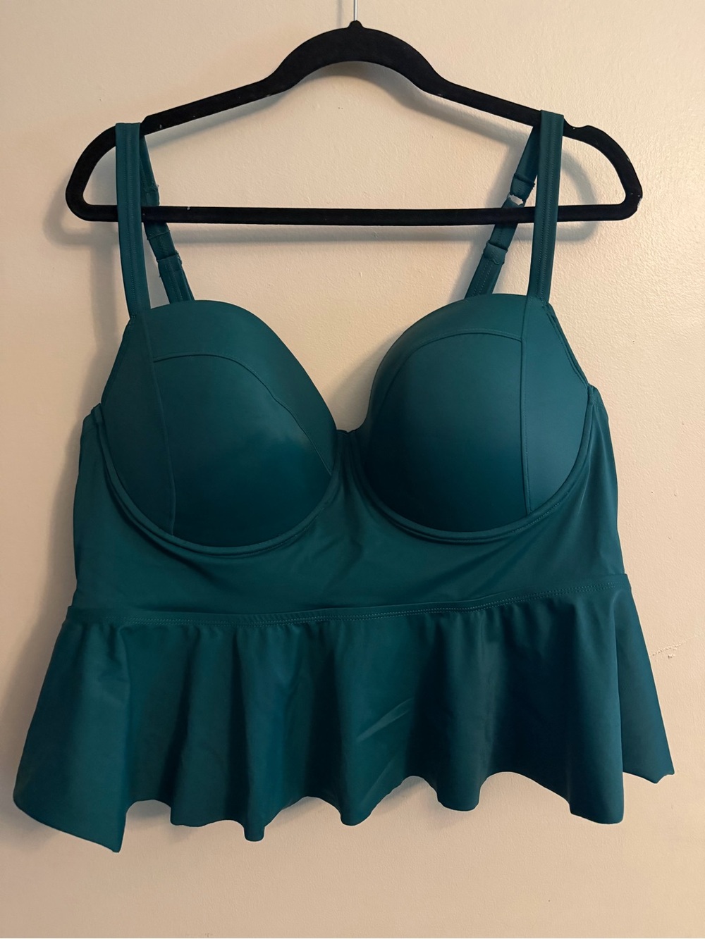 torrid Teal Peplum Swim Top with Molded Cups